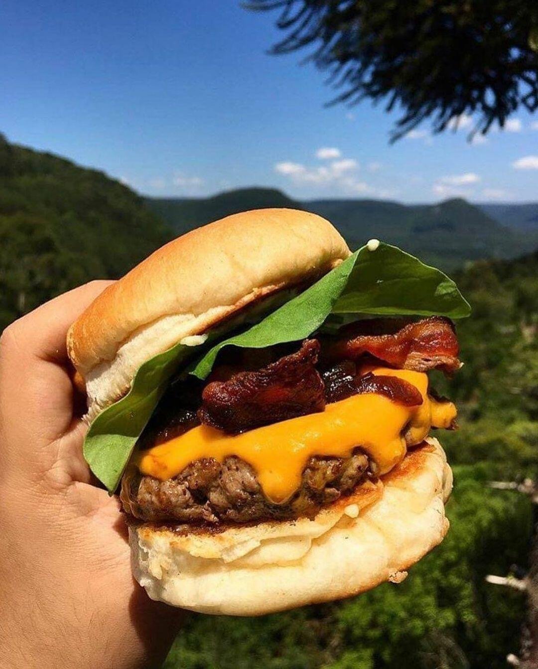 Diversas opções da Hambúrgueres, com uma vista espetacular, dentro do Alpen Park!